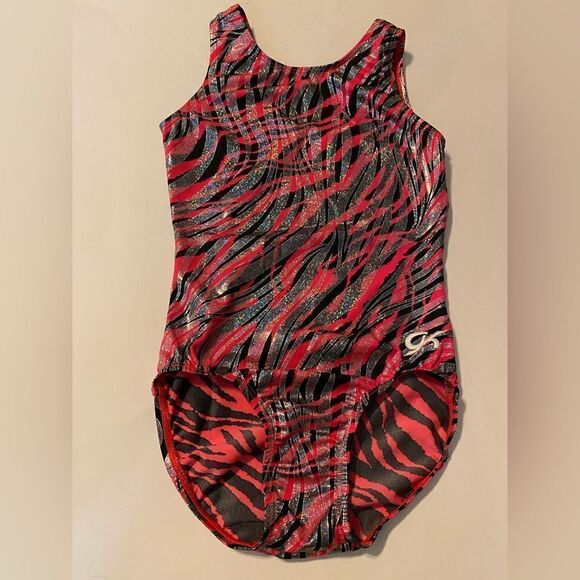 GK elite gymnastics tank practice Leotard Hot pink zebra foil print Adult -AS - Picture 1 of 8